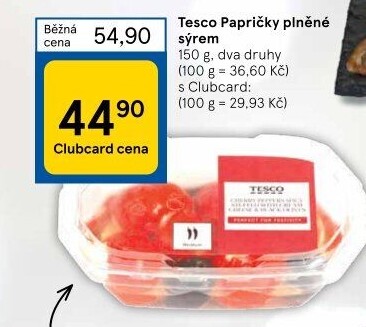 Papričky plněné sýrem Tesco