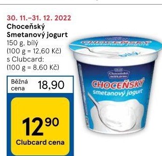 Bílý jogurt smetanový Choceňský