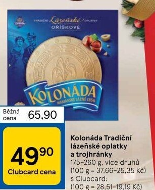 Oplatky trojhránky Kolonáda Opavia