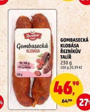 Gombasecká klobása Řezníkův talíř