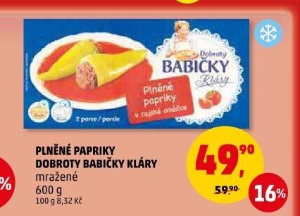 Papriky plněné v rajské omáčce mražené Dobroty babičky Kláry