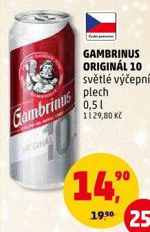 Pivo světlé výčepní Originál 10° Gambrinus