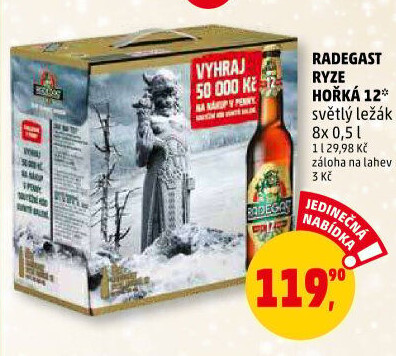 Pivo světlý ležák 12° Ryze hořká Radegast