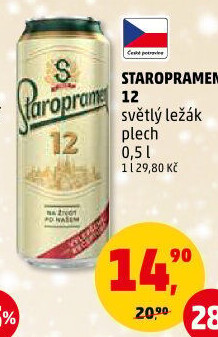 Pivo světlý ležák 12° Staropramen