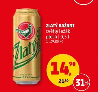 Pivo světlý ležák 12° Zlatý Bažant