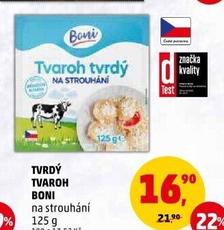 Tvaroh tvrdý na strouhání Boni