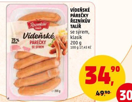 Vídeňské párečky Řezníkův talíř