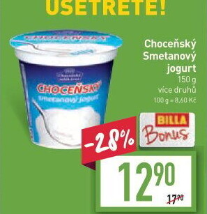 Bílý jogurt smetanový Choceňský