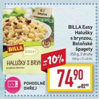 Halušky s brynzou Easy Billa