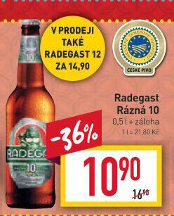Pivo světlé výčepní Rázná 10° Radegast