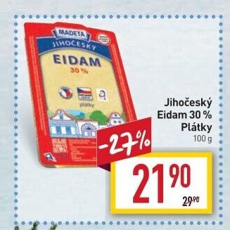 Sýr Eidam Jihočeský 30% Madeta
