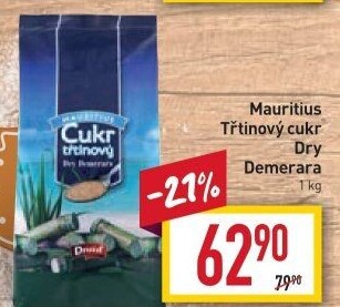 Třtinový cukr Dry Demerara Druid Mauritius