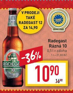 Pivo světlé výčepní Rázná 10° Radegast