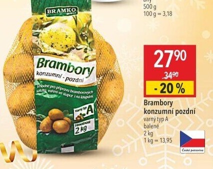 Brambory konzumní pozdní Bramko