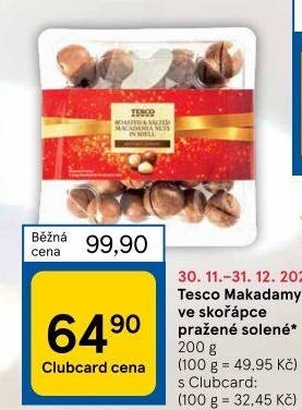 Makadamové ořechy pražené Tesco