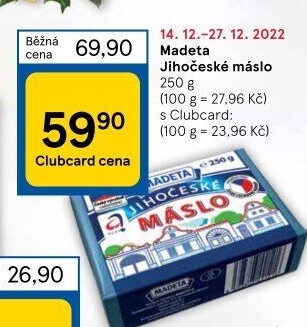 Máslo Jihočeské Madeta