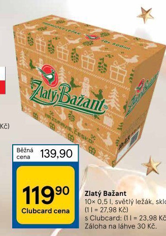 Pivo světlý ležák 12° Zlatý Bažant