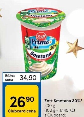 Smetana ke šlehání Zott 30%