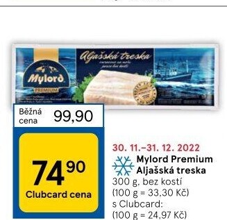 Aljašská treska filé pro děti mražené Premium Mylord