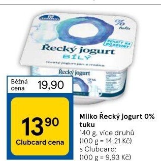 Ochucený jogurt řecký 0% Milko