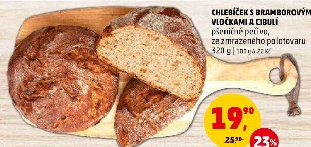 Chléb s bramborovými vločkami a cibulí