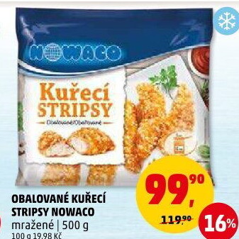 Kuřecí stripsy mražené Nowaco