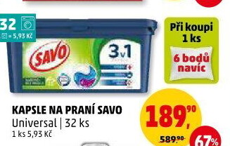 Prací kapsle bez chloru Savo