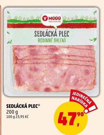 Sedlácká plec Maso uzeniny Písek