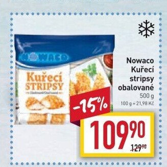 Kuřecí stripsy mražené Nowaco