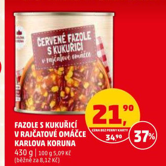 Fazole s kukuřicí v omáčce Karlova Koruna - konzerva