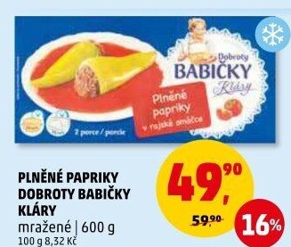 Papriky plněné v rajské omáčce mražené Dobroty babičky Kláry