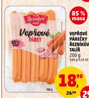 Párky vepřové Řezníkův talíř