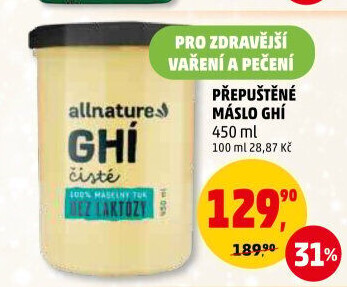 Přepuštěné máslo Ghí Allnature