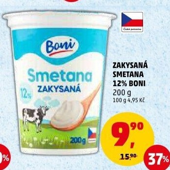 Smetana zakysaná Boni 12%