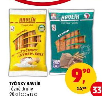 Tyčinky trvanlivé se sýrem a solí Havlík