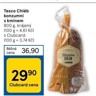 Chléb konzumní kmínový Tesco
