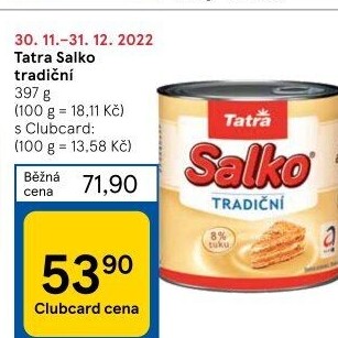 Mléko kondenzované Salko Tatra