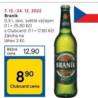 Pivo světlé výčepní 10° Braník