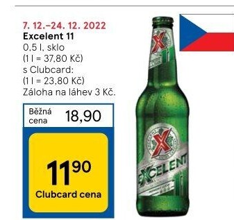 Pivo světlý ležák 11° Excelent
