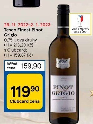 Víno Pinot Grigio Tesco Finest