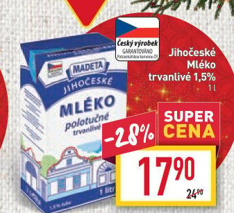 Mléko trvanlivé Jihočeské Madeta - 1,5% polotučné