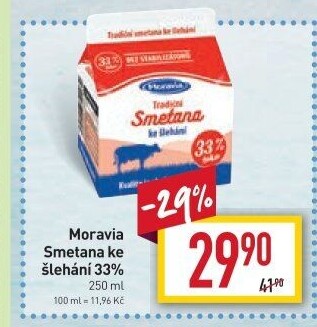 Smetana ke šlehání 33% Moravia