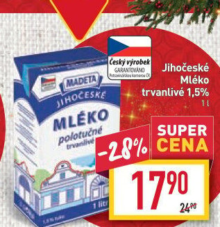 Mléko trvanlivé Jihočeské Madeta - 1,5% polotučné