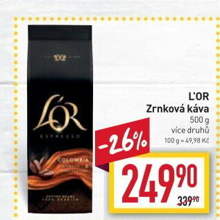 Zrnkové kávy L'