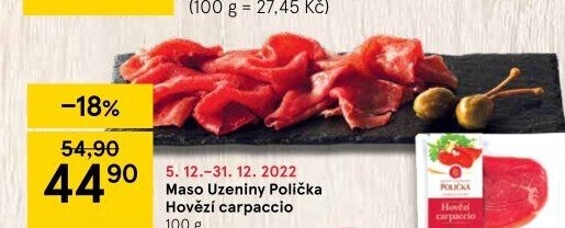 Hovězí Carpaccio Maso uzeniny Polička