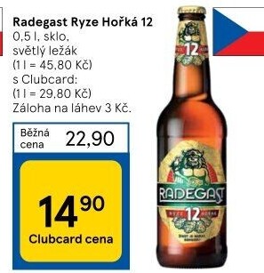 Pivo světlý ležák 12° Ryze hořká Radegast