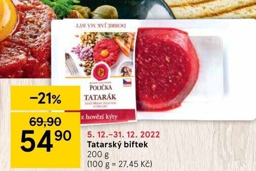 Tatarský biftek Maso uzeniny Polička