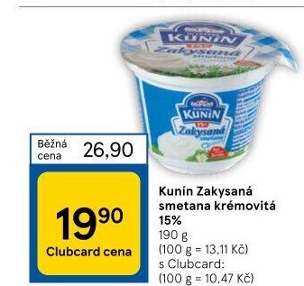 Zakysaná smetana krémovitá Kunín 15%