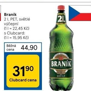 Pivo světlé výčepní 10° Braník