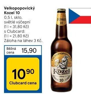 Pivo světlé výčepní 10°Velkopopovický Kozel
